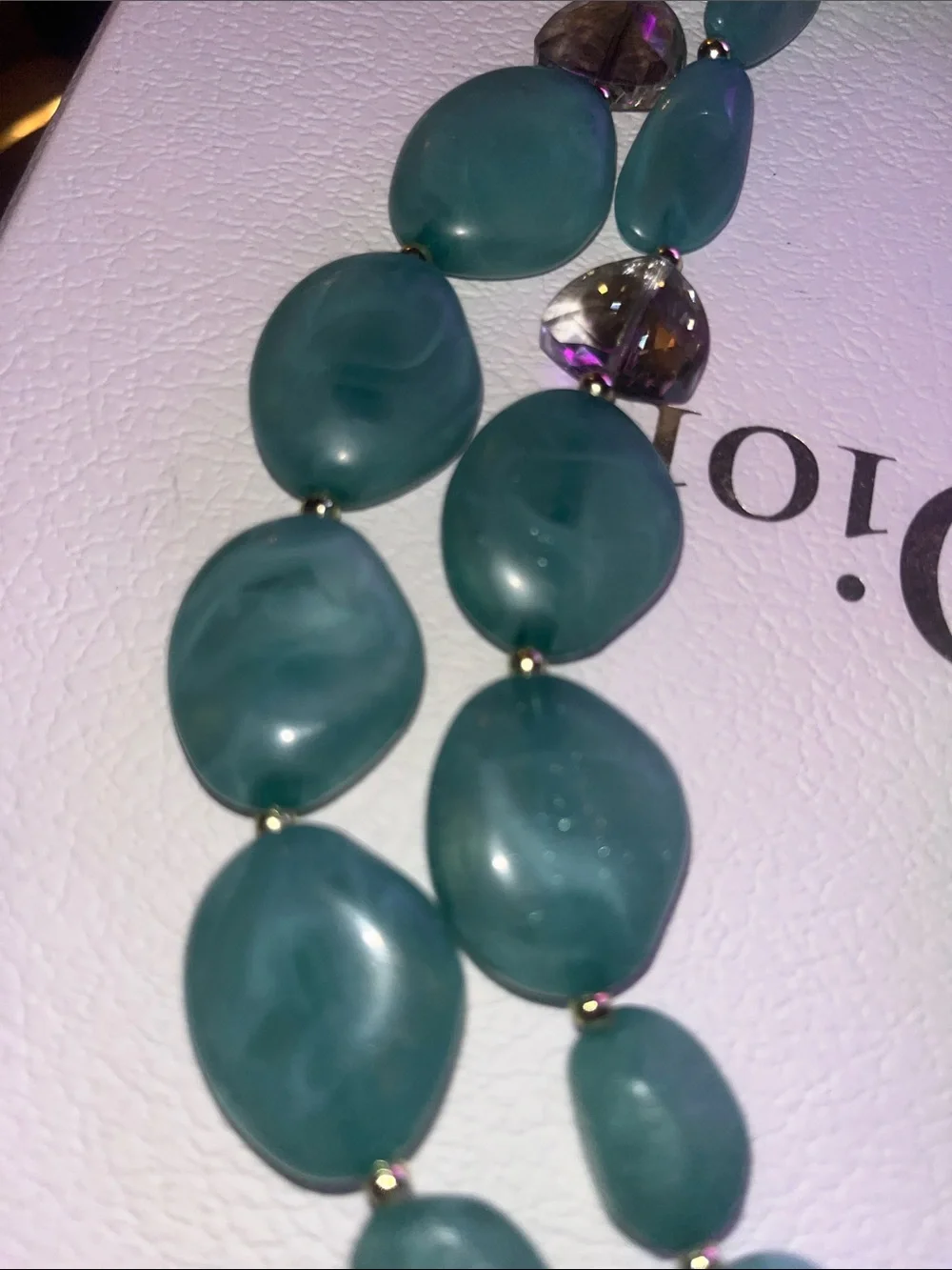 New Double Strand Natural Turquoise Stone Beads & Crystal Statement Necklace